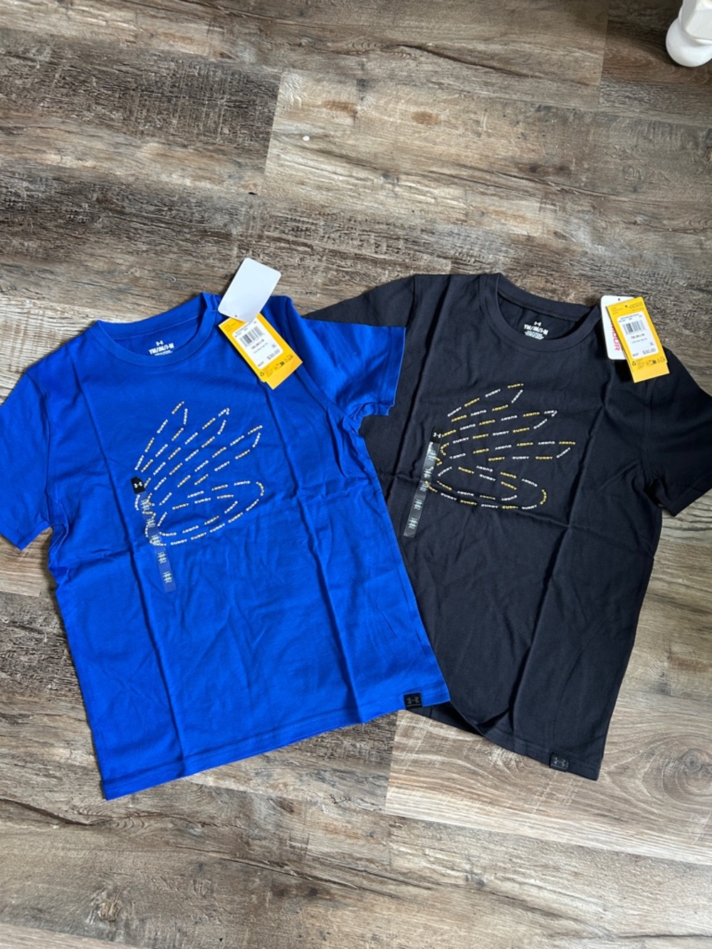 NWT Under Armour Boys Blue & Black Short-Sleeve Graphic Tee Duo medium